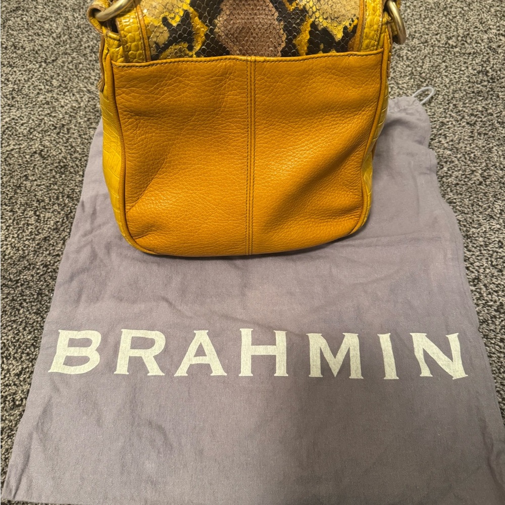 Brahmin Yellow Python Embossed Leather Crossbody … - image 3